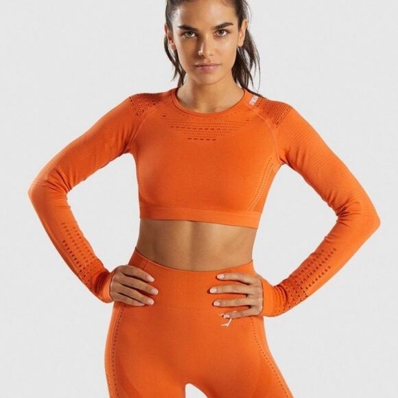 Gymshark Tops - Gymshark Flawless Knit Long Sleeve Crop
Top in Burnt Orange size Small